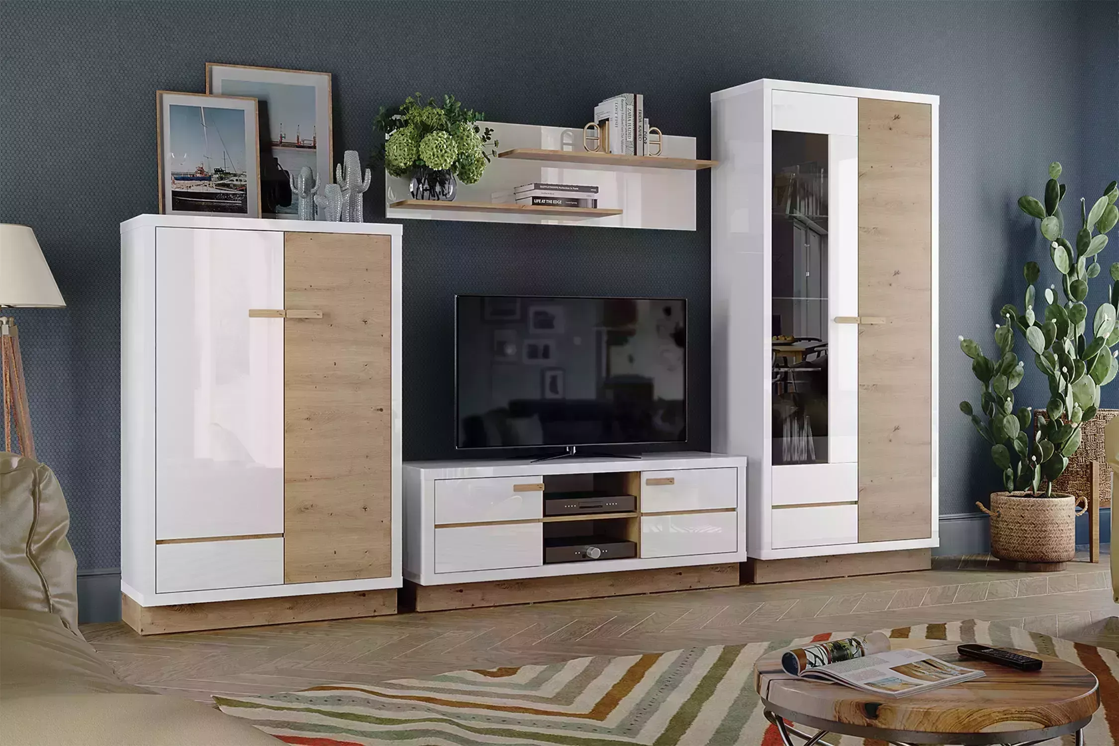 Гостиная STOLLINE Балтимор 1 белый / дуб дикий