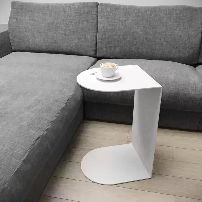 Стол журнальный Genglass металлический приставной Evulo white GGT-13-3