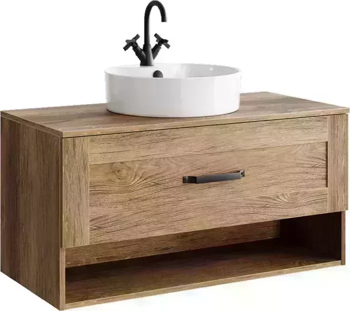 Тумба с раковиной Aqwella с Craft 100 дуб балтийский (CRF0110DB, WB.CT/Best/43-C.Shelf/WHT.G/S1)