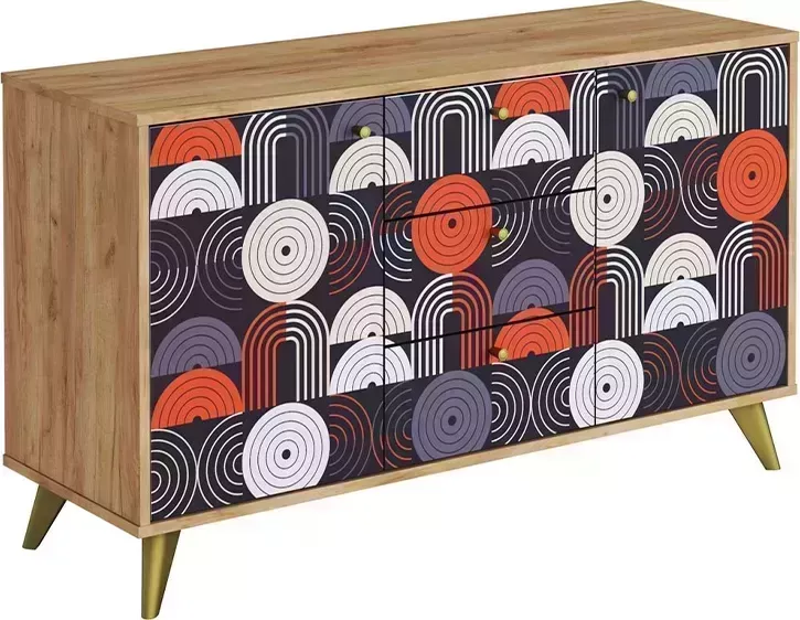 Комод МК Стиль Фьюжн с дверцами vinil / дуб крафт золотой