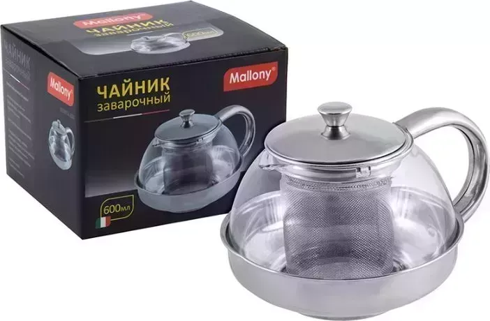 Чайник заварочный MALLONY MENTA-600, объем: 600 мл, корпус/фильтр из нерж стали (910110)