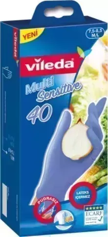 Перчатки VILEDA одноразовые нитриловые мультисенситив M/L 143686