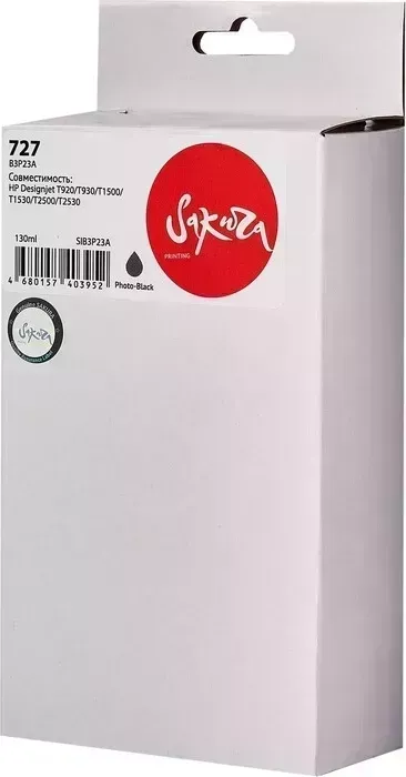 Картридж Sakura B3P23A (№727 Photo Black) для HP, фото-черный, 130 мл.