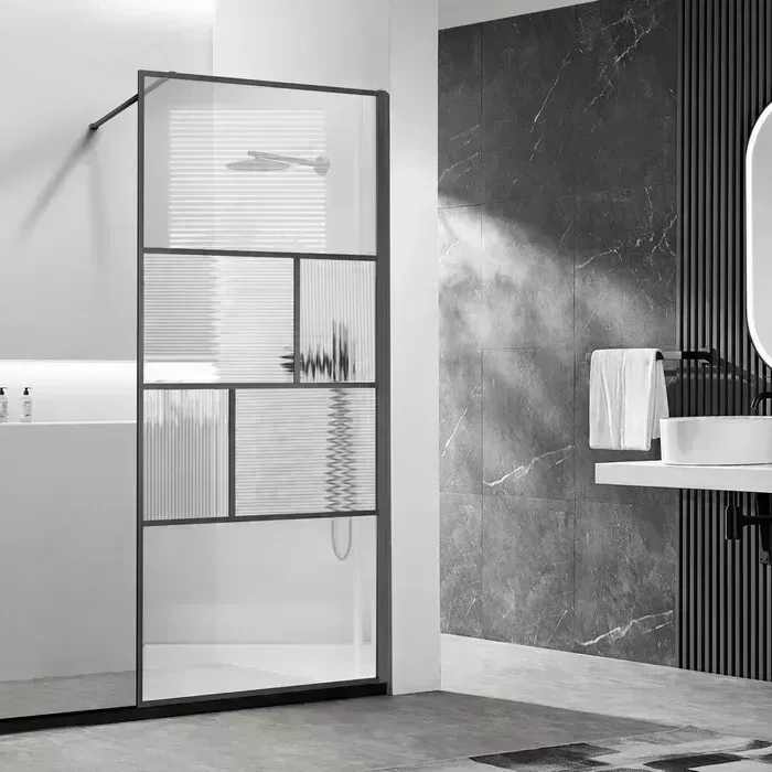 Душевой уголок Vincea Walk-In HP Art 90х120-70 вороненая сталь, стекло прозрачное/рифленое (VSW-1HC900CFGM)