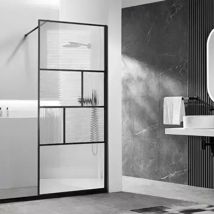 Душевой уголок Vincea Walk-In HP Art 90х120-70 черный, стекло прозрачное/рифленое (VSW-1HC900CFB)
