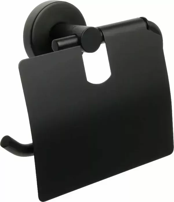 Держатель туалетной бумаги Fixsen Comfort Black с крышкой, черный матовый (FX-86010)