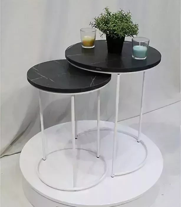 Стол журнальный Мебелик SHT-CT7 камень пьетра черный/белый муар