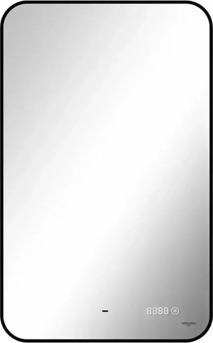 Зеркало Reflection Black View 60х100 подсветка, датчик движения, часы, черная окантовка (RF4003BV)
