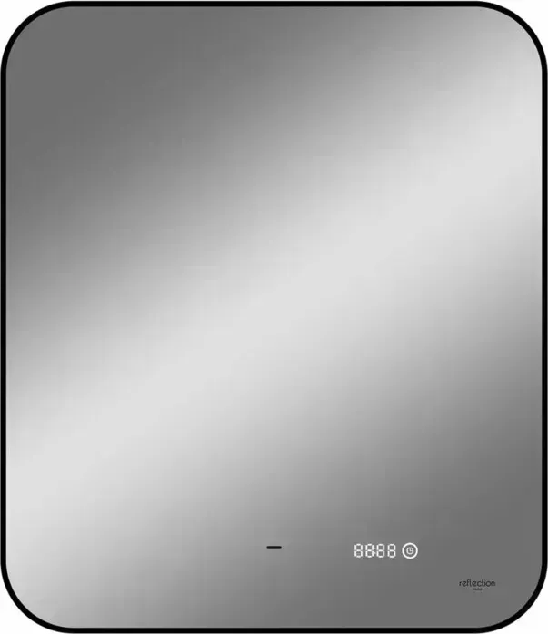 Зеркало Reflection Black View 60х70 подсветка, датчик движения, часы, черная окантовка (RF4002BV)