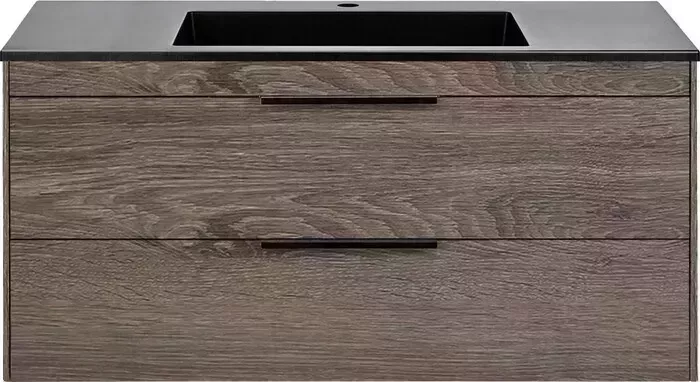 Тумба с раковиной Vincea с Chiara 2D 100х47 R.Oak, раковина черная (VMC-2C2100RO, VCB-13100B)