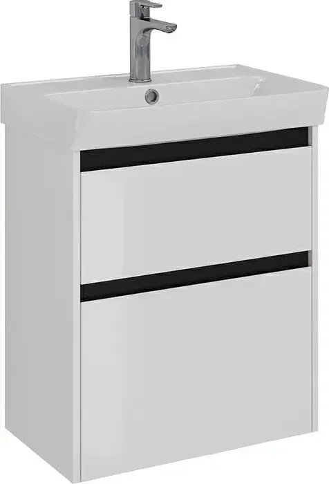 Тумба с раковиной LEMARK с Combi 60х35 черный/белый глянец (LM03C60T-black, 551360)