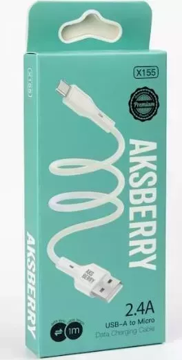 Кабель AKSBERRY (6972969383224)X155 для MicroUSB 1м 24A (белый)