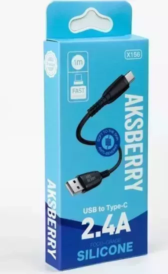 Кабель AKSBERRY (6972969383170)X156 Silicone Type C 2,4A 1M (черный)