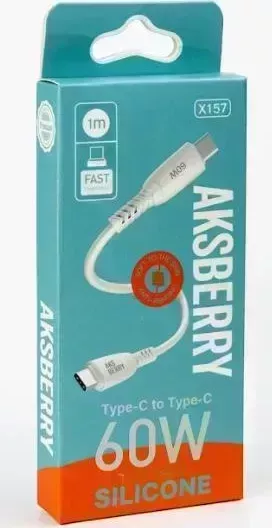 Кабель AKSBERRY (6972969383101)X157 Real silicone Type-c 60W 1м (белый)