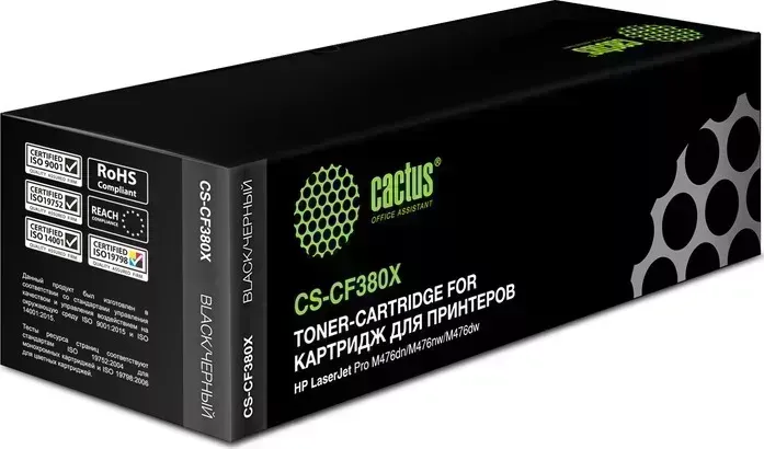 Картридж Cactus CS-CF380X черный (4400стр.) для HP LaserJet Pro M476dn/M476nw/M476dw (CS-CF380X)