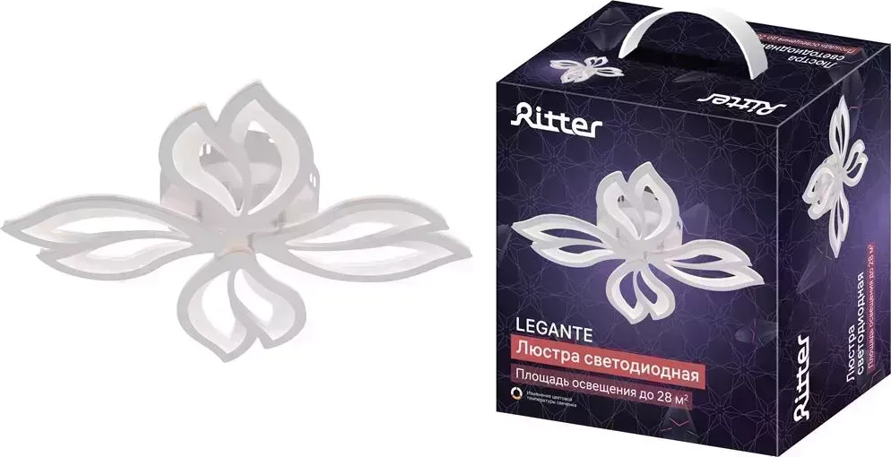 Люстра RITTER 51665 5 LEGANTE 62Вт/2700K/4200K/6400K белый потолочная 5