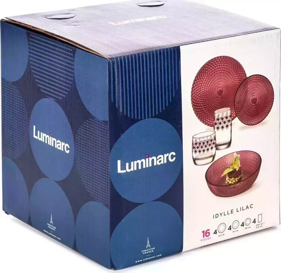 Столовый набор LUMINARC ИДИЛЛИЯ ЛИЛАК 16пр со стаканами ЛИНИИ ЛИЛАК 310мл S1304