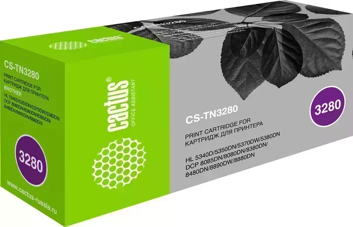 Картридж Cactus CS-TN3280 black ((8000стр.) для Brother HL-5340D, HL-5340DL, HL-5350DN, HL-5350DNLT, HL-5370DW, HL-5380DN, DCP-8070D, DCP-808