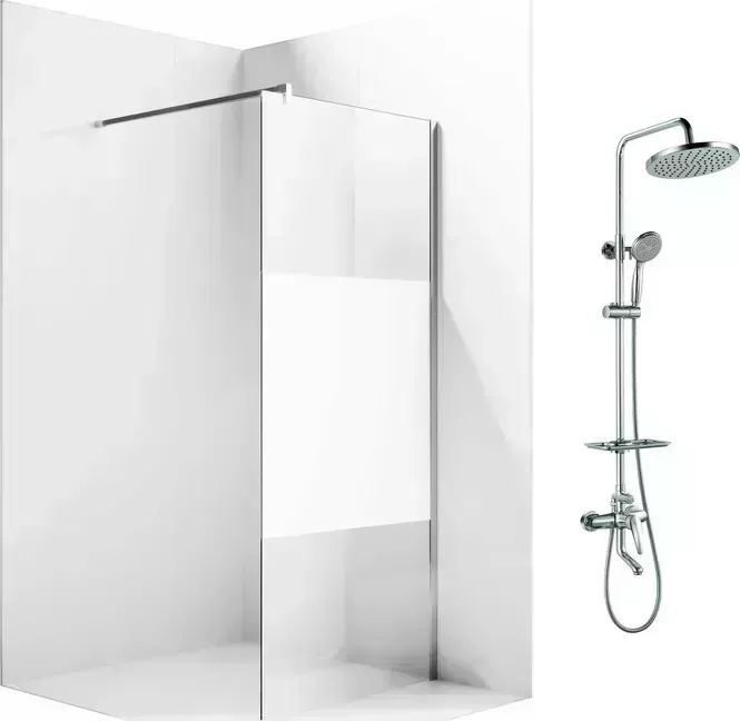 Душевой уголок Ambassador Walk-in 70х100-70 с системой Lemark, прозрачный, матовый, хром (15034130, LM7010C) с душевой