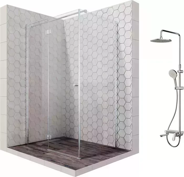 Душевой уголок Ambassador Diamond 120x90 с системой Am.Pm, левый, прозрачный, хром (12011108L, F0780700) с душевой