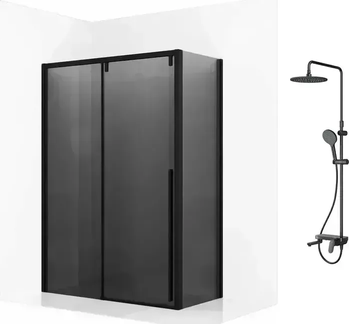 Душевой уголок Ambassador Intense 120x90 с системой Am.Pm, тонированный, черный (110022201IBB-90IBB, F0780722) с душевой