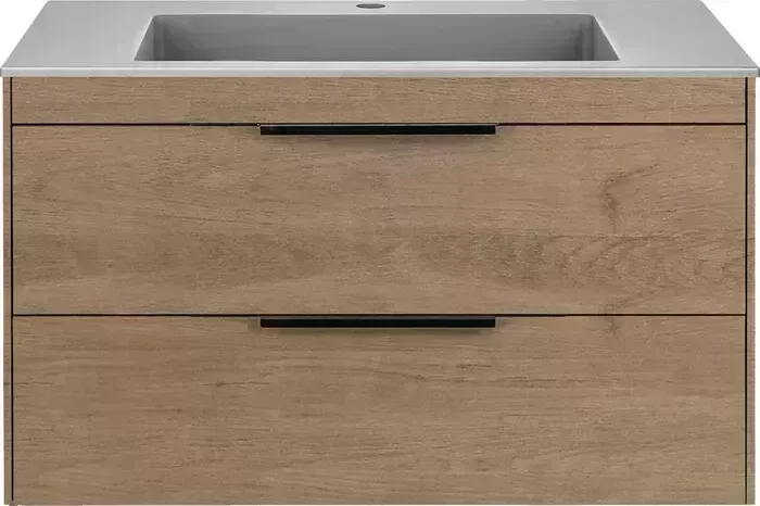 Тумба с раковиной Vincea с Chiara 2D 80х47 N.Oak, раковина серая (VMC-2C2800NO, VCB-13800G)