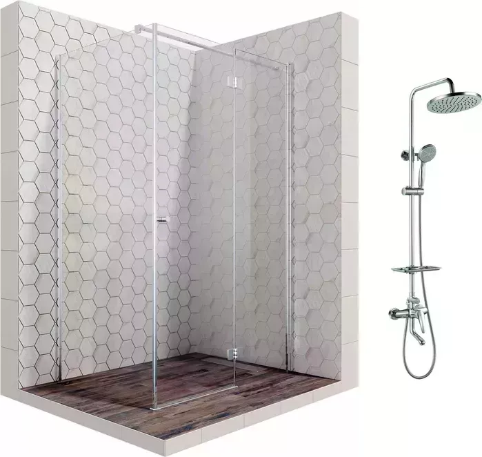 Душевой уголок Ambassador Diamond 120x80 с системой Lemark, правый, прозрачный, хром (12011107R, LM7010C) с душевой