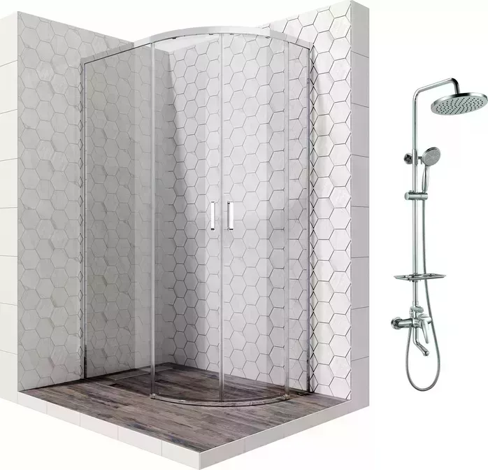 Душевой уголок Ambassador Queen 120x80 с системой Lemark, прозрачный, хром (11011103L, LM7010C) с душевой