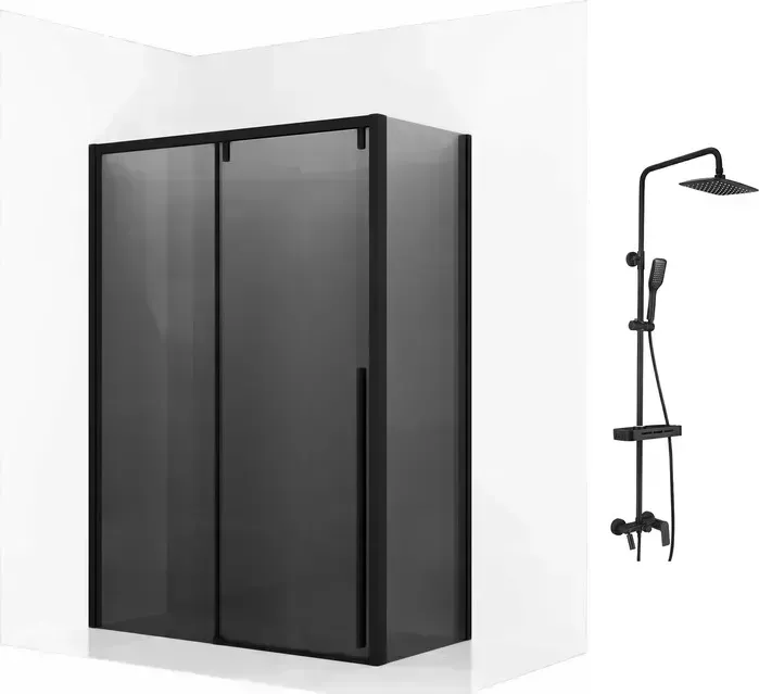 Душевой уголок Ambassador Intense 140x90 с системой Lemark, тонированный, черный (110022203IBB-90IBB, LM7002BL) с душевой