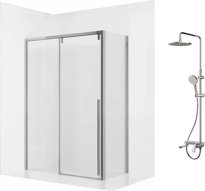 Душевой уголок Ambassador Intense 140x80 с системой Am.Pm, прозрачный, хром (110021103IX-80IX, F0780700) с душевой