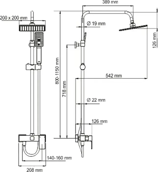 Душевая система Wasserkraft хром (A17702)