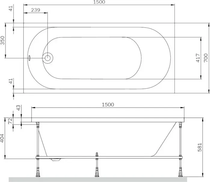Акриловая ванна Am.Pm X-Joy 150х70 (W94A-150-070W-A1)