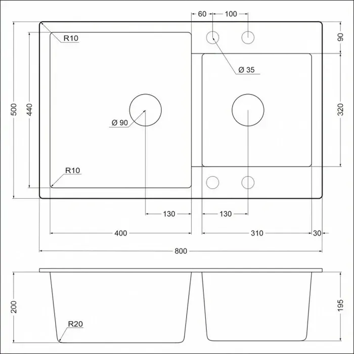 Мойка кухонная EMAR EMQ-2800.Q сардоникс