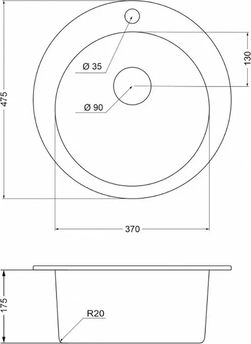 Мойка кухонная EMAR EMQ-1475.C берилл