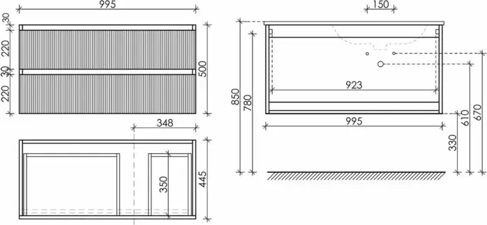 Тумба под раковину Sancos Snob R 100х45 правая, Bianco (SNR100RW)