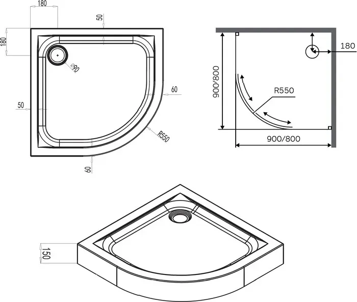 Душевой поддон Am.Pm X-Joy Twin Slide 80x80 на каркасе, с сифоном (W88T-205-080W64)