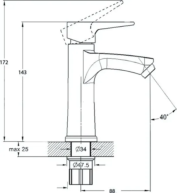 Смеситель для раковины Solone FAB (FAB1-A020)