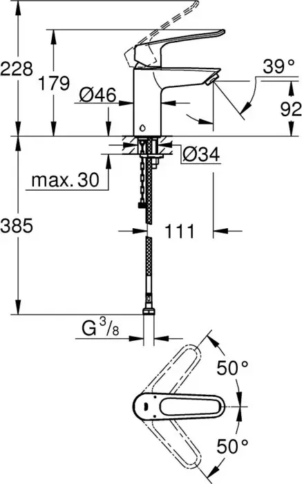 Смеситель для раковины Grohe Eurosmart хром StarLight (23986003)