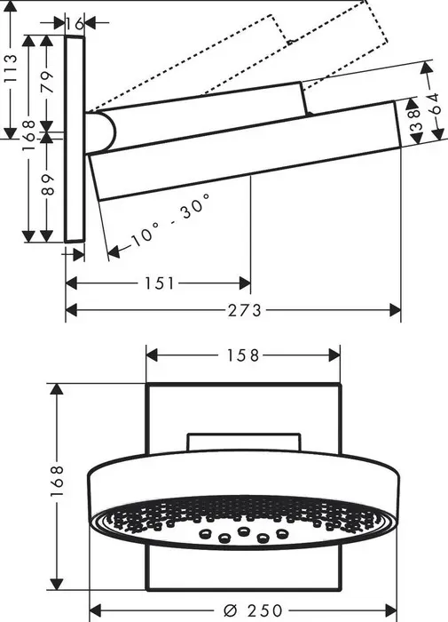 Верхний душ Hansgrohe Rainfinity для 01800180, хром (26232000)