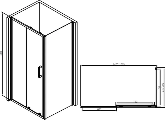 Душевой уголок Abber Schwarzer Diamant 150х80 прозрачный, черный (AG30150B-S80B)