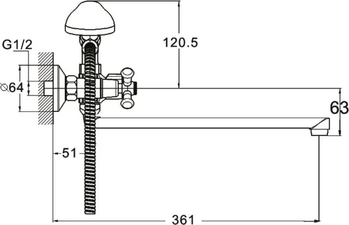 Смеситель для ванны G.lauf QMT (QMT7-B722)