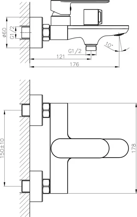 Смеситель для ванны Haiba хром (HB60590)