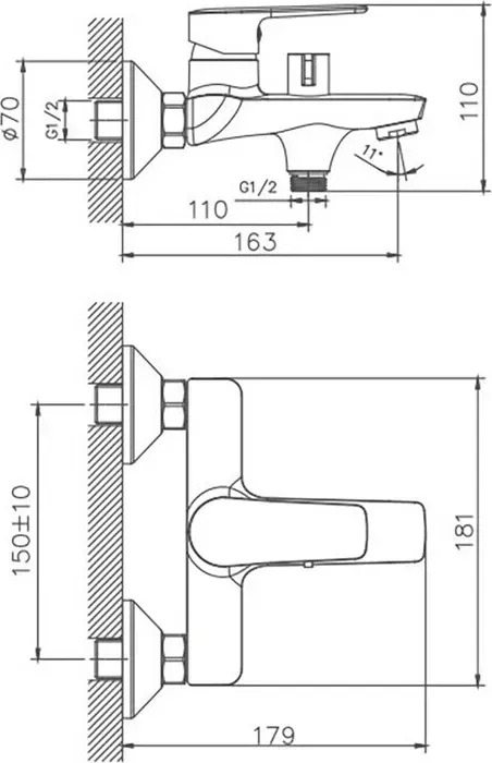 Смеситель для ванны Haiba хром (HB60563)