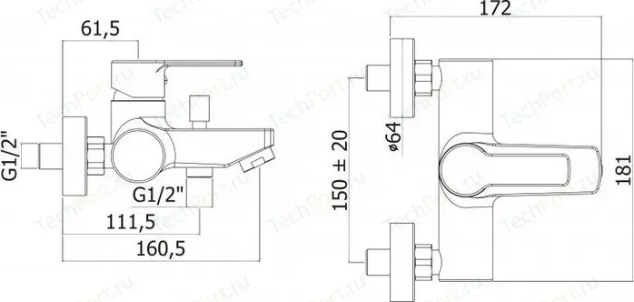 Смеситель для ванны CEZARES Fuoco (FUOCO-VM-01)
