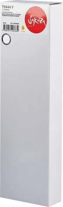 Контейнер Sakura с чернилами C13T944440 (T9442 Y) для Epson, желтый, 45 мл., 3000 к. с Y) 45