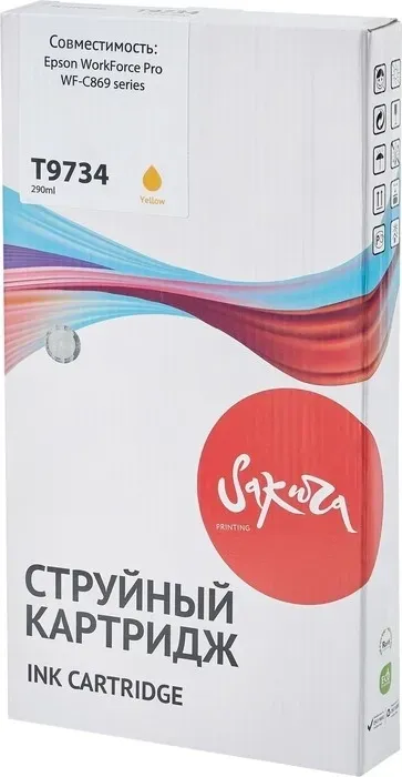 Контейнер Sakura с чернилами C13T973400 (T9734 Y) для Epson, желтый , 22000 к. с Y) ,