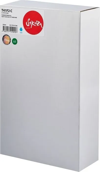 Картридж Sakura C13T41F240 (T41F2 C) для Epson, голубой, 350 мл.