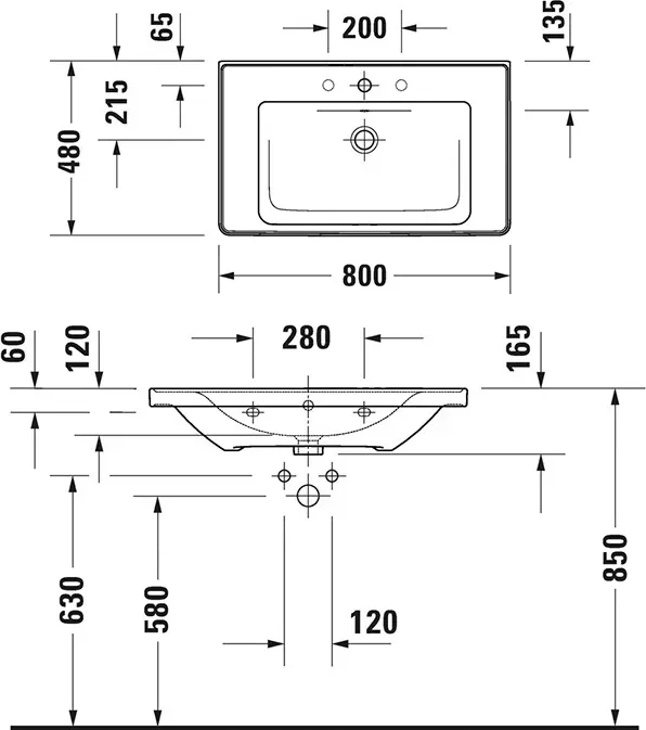 Раковина Duravit D-Neo 80х48 (2367800000)