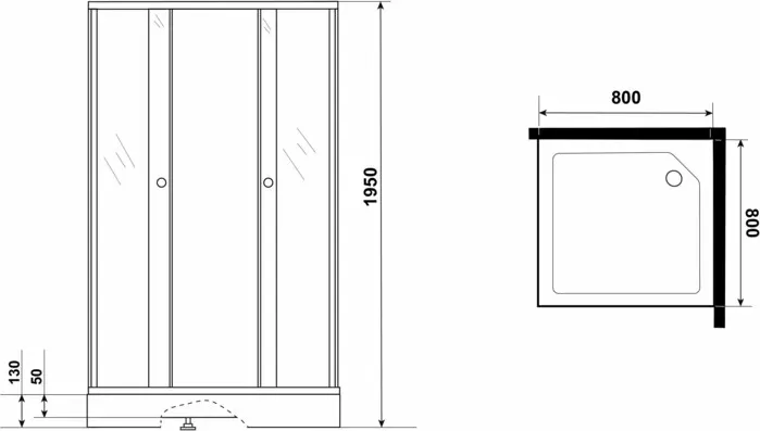 Душевой уголок Niagara Eco 80x80 с поддоном, тонированный, черный (0081432QT)