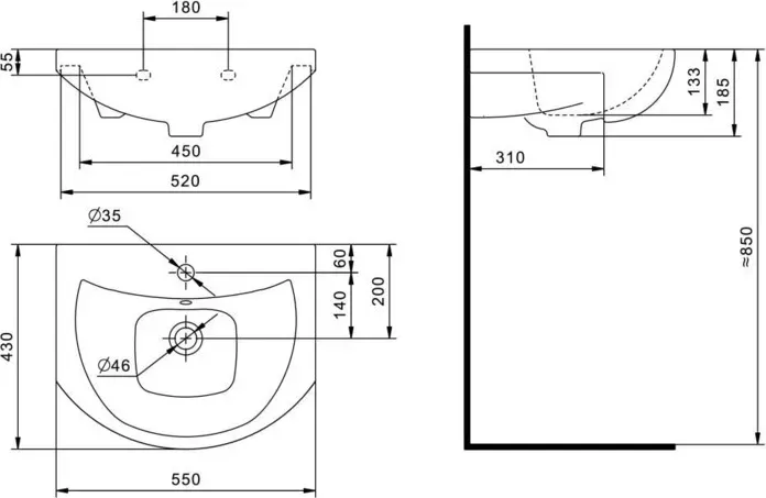 Раковина мебельная Volna Santek Балтика 55х43 (4640021624449)